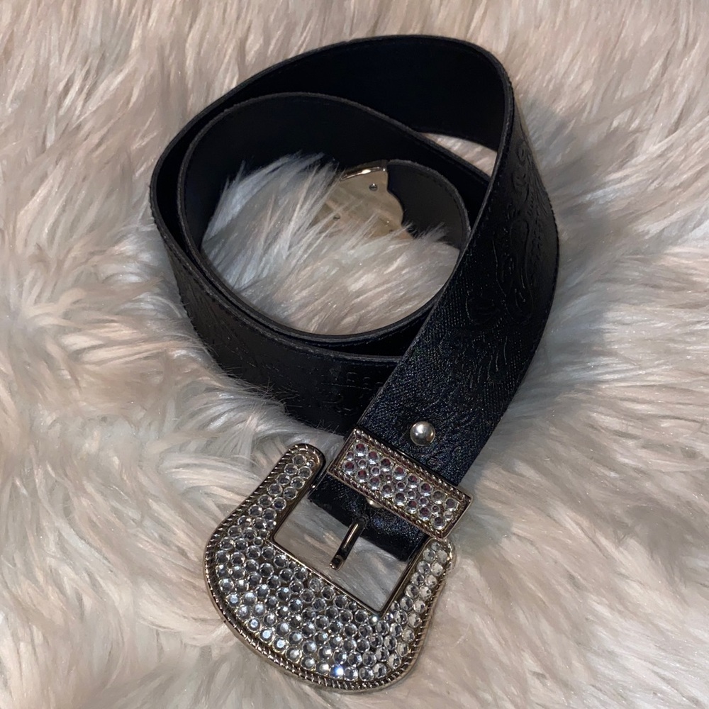 Y2K Black Rhinestone Buckle Women's Belt